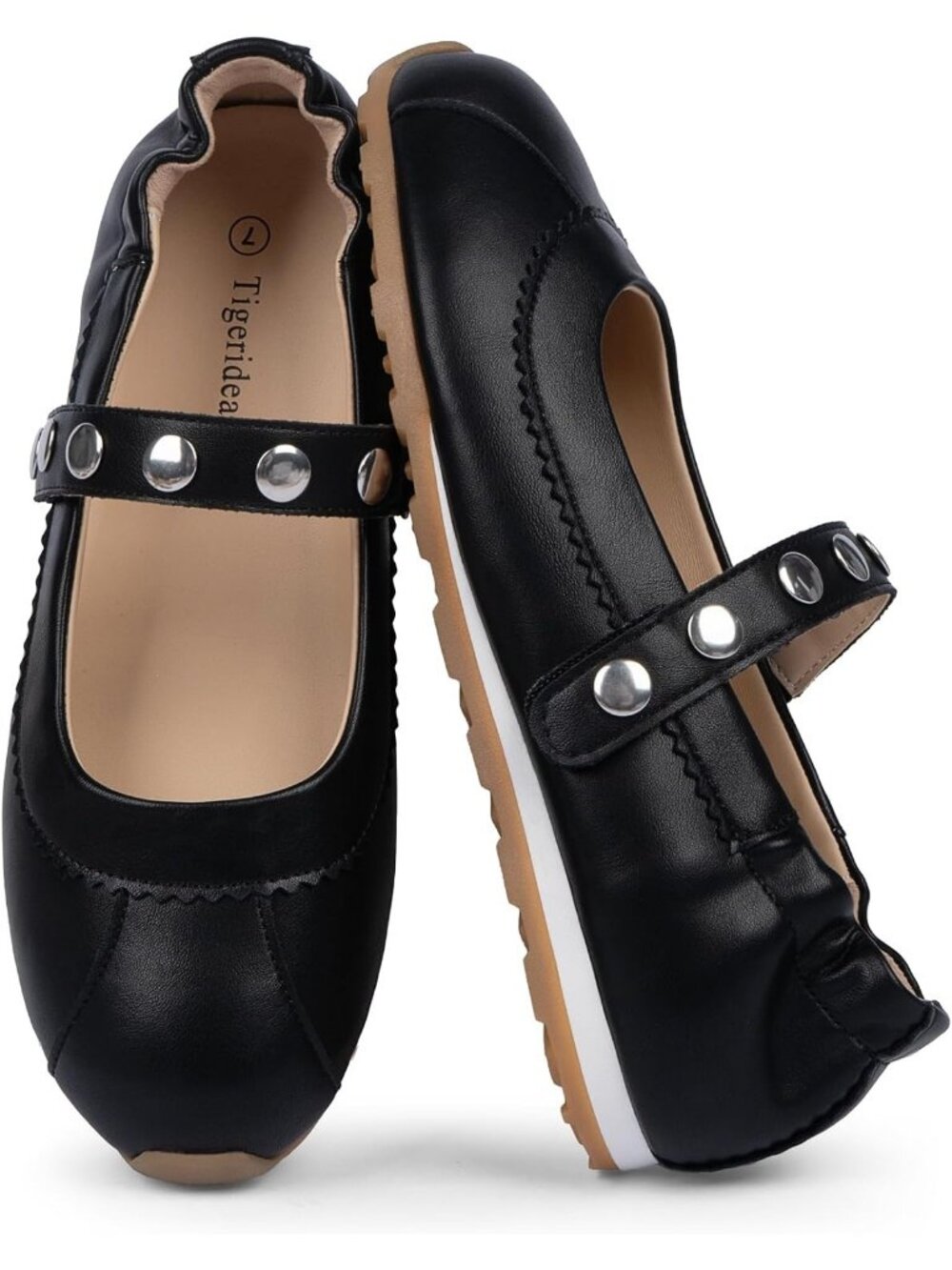 Women's Black Mary Jane Comfortable Ballet Flats Casual Non-Slip Flat Shoes - Picture 5 of 6